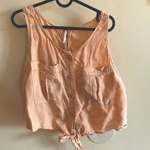 Free People Button Down Tie Tank
